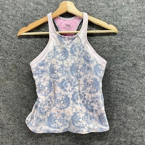 Athleta Activewear Tank Girls XL Blue Floral Sleeveless Racerback Crew Neck