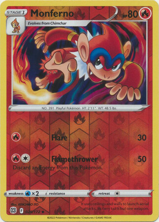 MONFERNO 025/172 BRILLIANT STARS POKEMON (REVERSE HOLO, NM)