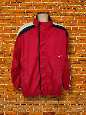 HERREN VINTAGE 90ER NIKE TRAININGSJACKE GRÖSSE L LARGE ROT REISSVERSCHLUSS FREIZEIT RETRO LEICHT
