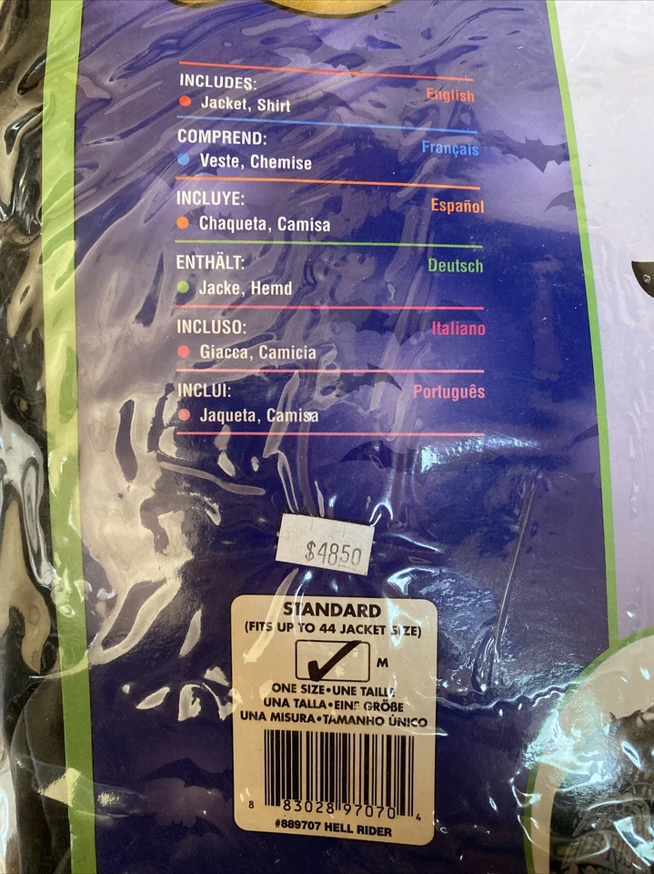 Hell Rider Negro Imitación Cuero Años 80 Estilo Punk Chaqueta Halloween Disfraz Hombres NUEVO Foto 4 de 4