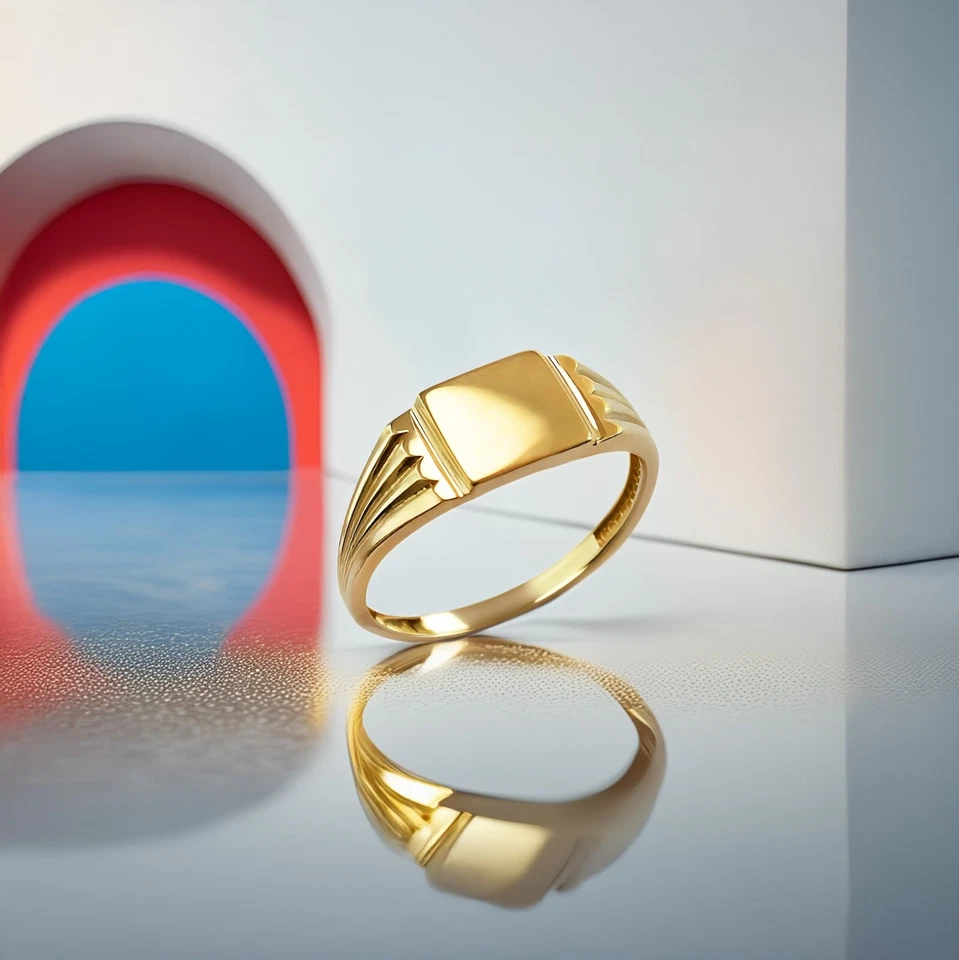 Square Gold Baby Signet Ring | 10k & 14k Yellow, White, Rose Gold | Sizes 1-7 - Image 3 of 4