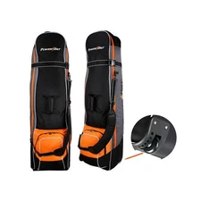 Powerbilt TPS Deluxe Wheeled Golf Travel Cover, Black/Gray/Orange Padded Golf...