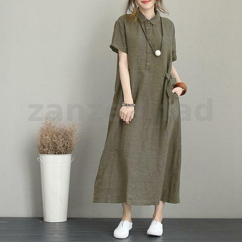 NEW UK Womens Summer Short Sleeve Baggy Floral Print Kaftan Midi Dress Plus Size - Picture 3 of 21