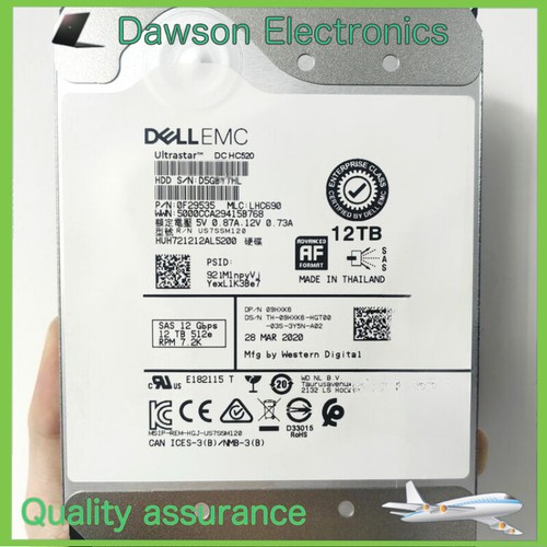 Dell 401-ABHX 12TB 09HXK6 SAS HUH721212AL5200 7.2K 12Gbps 3.5'' 512e Hard Drive - 第 1/3 張圖片