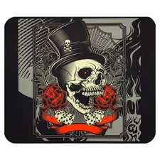 Top Hat Skull and Roses Mouse Pad Mat Computer Desk Accessory Office Decor