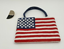 New With Tags Vintage Valerie Stevens American Flag Beaded Handbag Usa Nwt