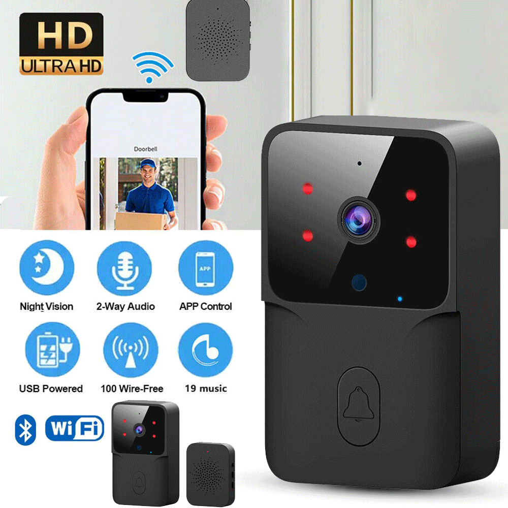 WiFi Wireless Intercom Smart Doorbell Video Security Camera Door Ring Bell Chime-image