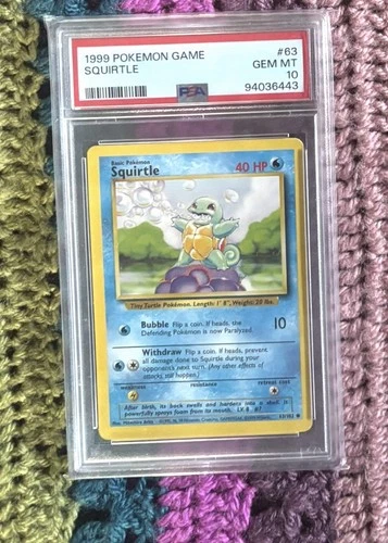 PSA 10 1999 Pokémon Squirtle Base Set 63/102 Unlimited Regular English WOTC