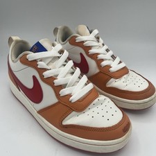 Nike Court Borough Low 2 Sneakers Youth Size 6Y White Orange BQ5448-119