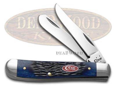 Case xx Knives Mini Trapper Jigged Navy Blue Bone Stainless Pocket Knife 07321