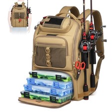 Fishing Tackle Backpack,Tackle Bag with 2 Rod Holders,Water-Resistant Large S...
