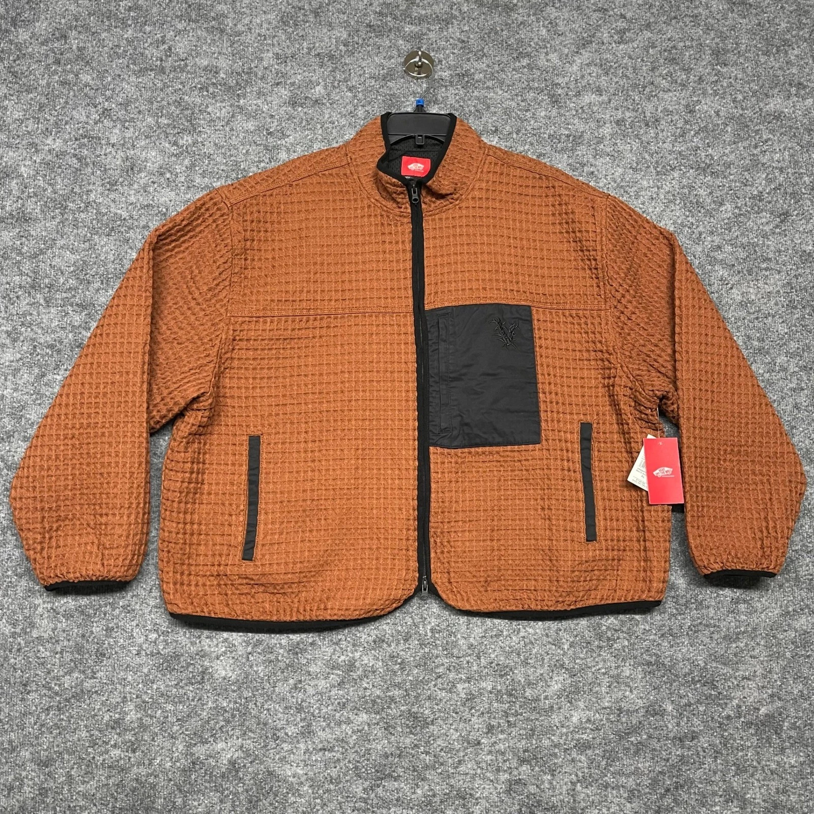 Vans Jacket Mens XL Rust Orange Waffle Full Zip Mesh Lined Skate Streetwear NEW - product detail image 1