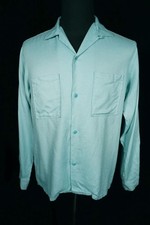 Rare Vintage 1950's Turquoise Brent Rayon Gabardine Shirt Size Med VG Condition