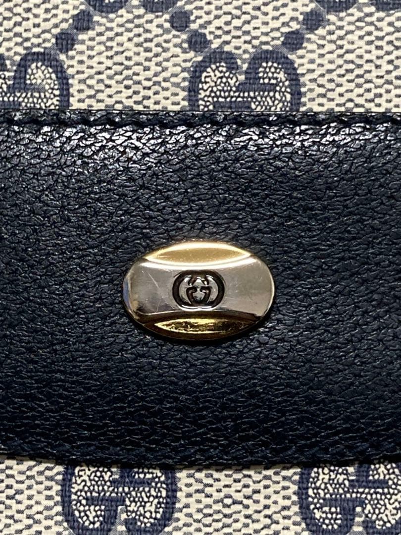 GUCCI Vintage GG Tote Shoulder Bag Navy PVC Leather Unisex Excellent Condition thumbnail 12