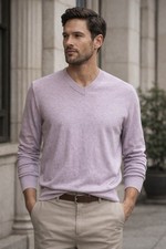 Banana Republic Mens Sweater Sz Medium Purple Cotton Cashmere V-neck Pullover