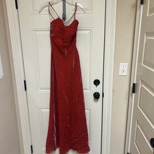 Elegant Red Evening Gown Sz 8 Sparkly Red W Adjustable Straps Alex  Andi