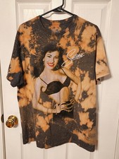 Selena Quintanilla Acid Wash Graphic T-Shirt Bleach Dye Concert Style Size L