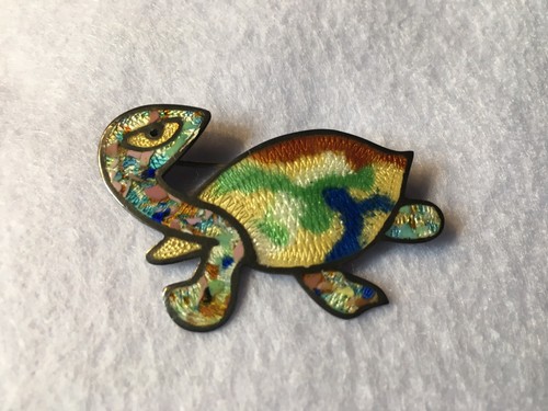 Sterling Taxco Enamel Turtle Pin