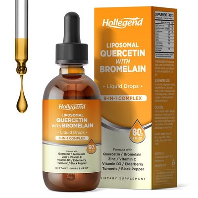 Liposomal Quercetin with Bromelain Liquid Drops, 8 in 1 Organic Quercetin 100...