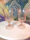 Vintage Indiana Federal Pink Madrid Depression Glass Footed Water Goblet / Pair