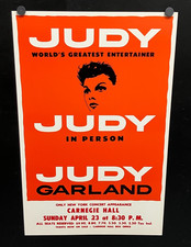 vintage JUDY GARLAND in Person at Carnegie Hall 14x22 Window Card Poster vintage JUDY GARLAND in Person at Carnegie Hall 14x22 Window Card Poster