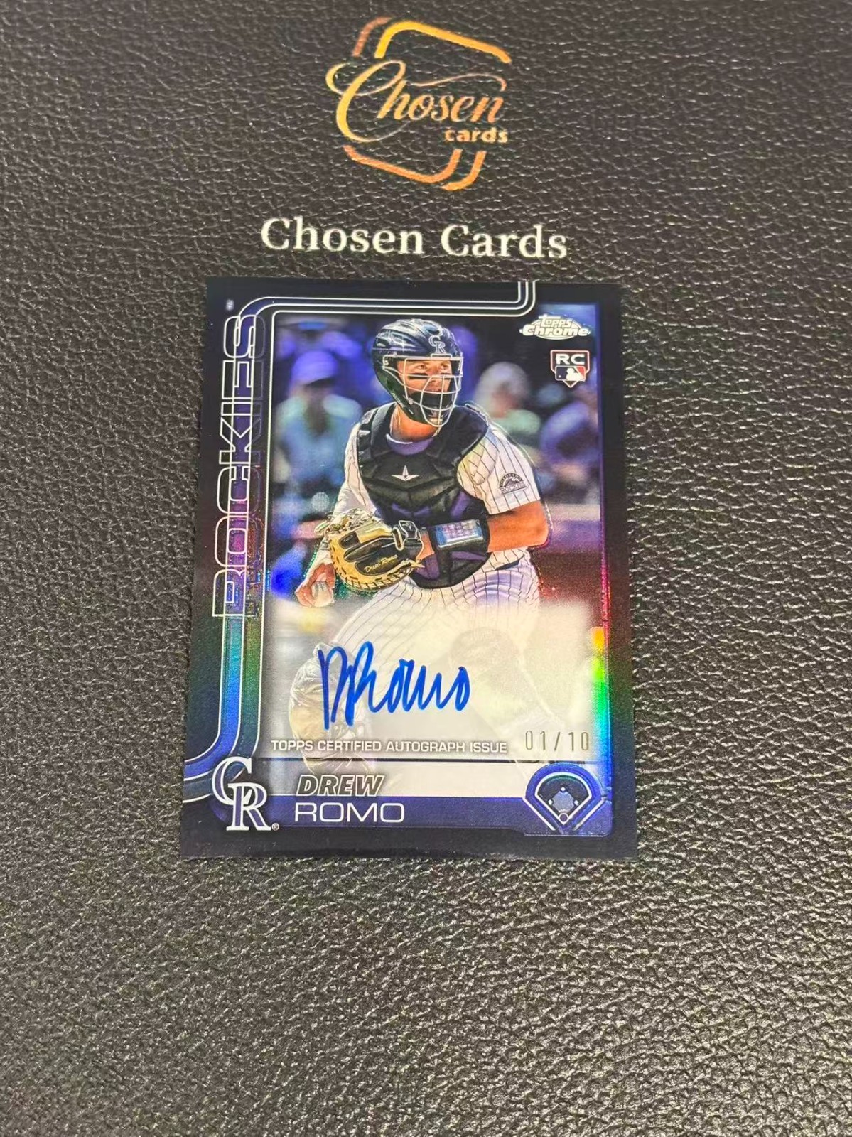 2025 Topps Chrome Rookie Autographs RC Drew Romo Black Refractor 01/10 WF96