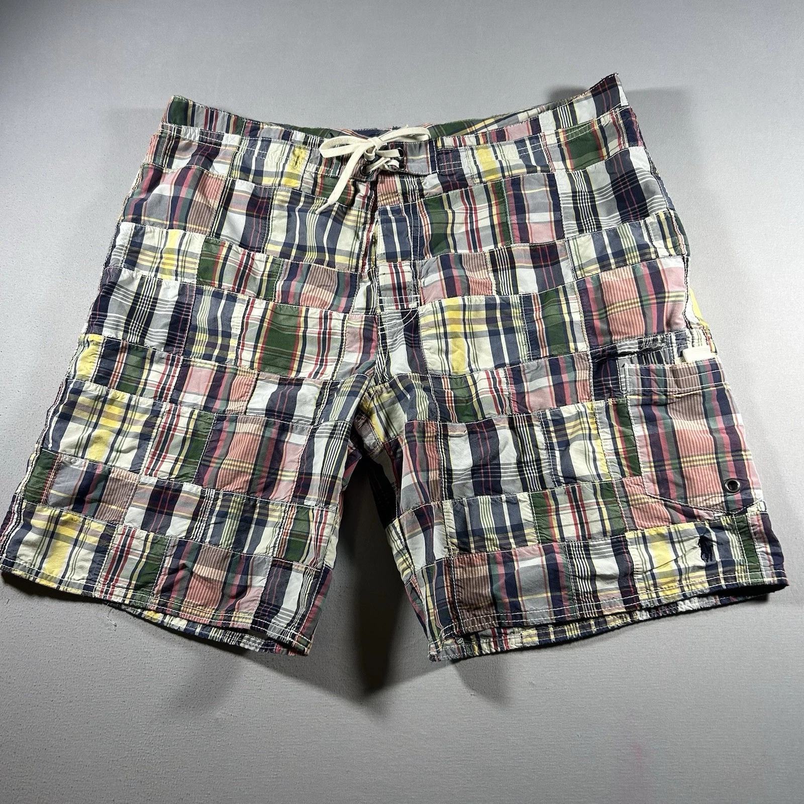 Mens Polo Ralph Lauren Madras Patchwork Shorts Multicolor 36 Rugby Beach
