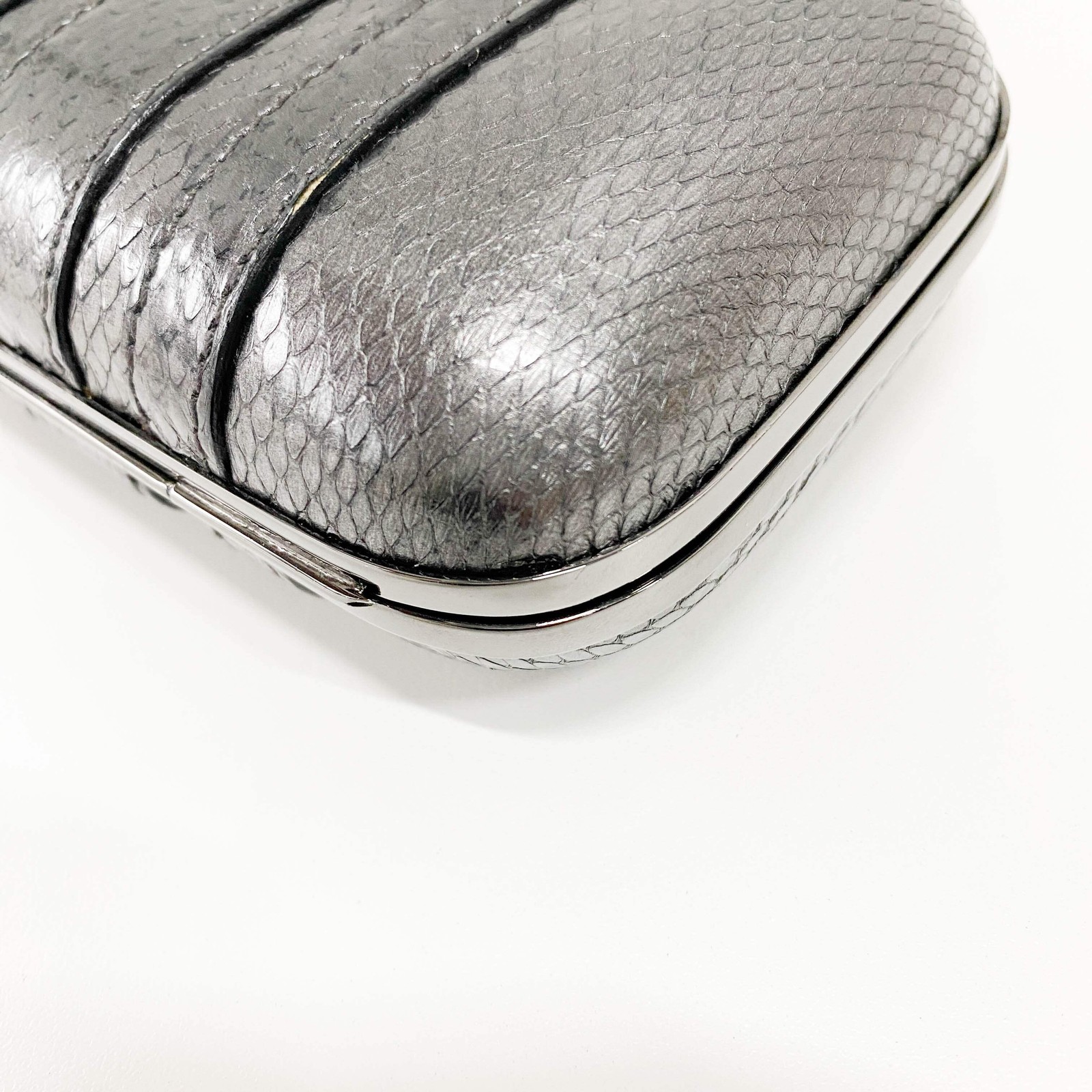 GUCCI Pewter Metal Grey Python Embossed Hand Bag - image 7