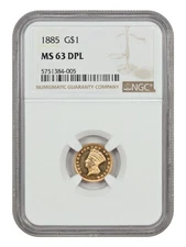 1885 G$1 NGC MS63DMPL - Gold Dollar