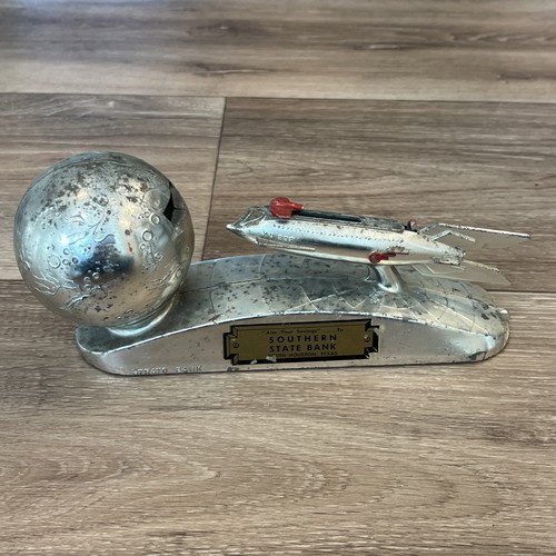Vintage Southern State Bank- Strato Mechanical Rocket Coin Bank Houston Tx.