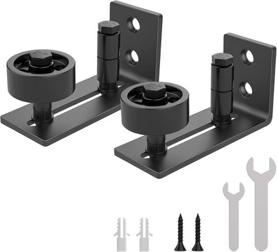 Adjustable Black Barn Door Floor Guide Hardware Set of 2 for Easy Installation