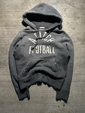 Vintage Y2K Abercrombie and Fitch Grey Football Cropped Distressed Hoodie