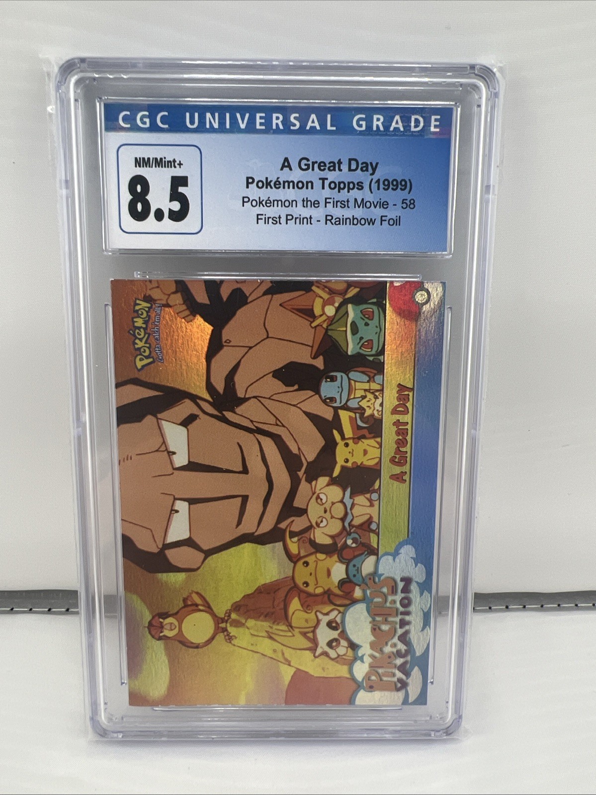 Pokemon Card A Great Day 58 Rainbow Foil First Movie 1999 Topps CGC 8.5