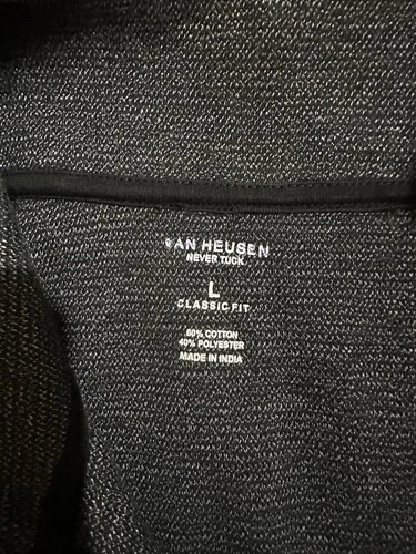 Van Heusen Never Tuck Classic Fit Men's GrayHenley Long Sleeve Shirt Size Large - Image 3 of 4