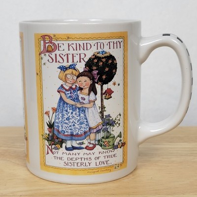 Vintage 1993 Mary Engelbreit Embossed Mug ''Be Kind To Thy Sister'' Sister Gift 