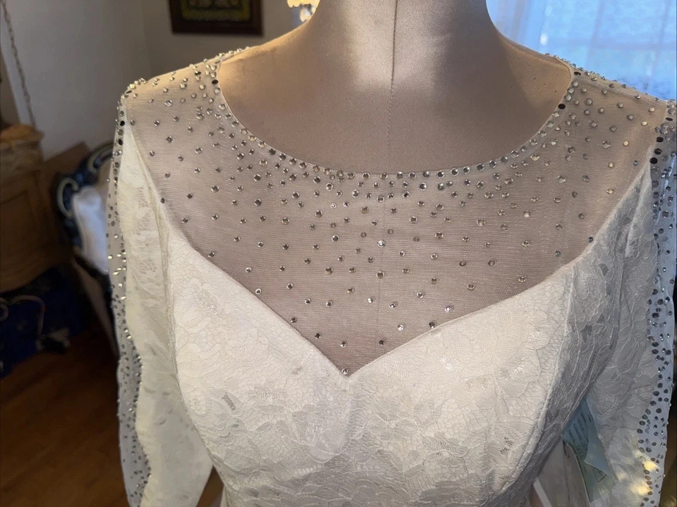 #158 Vestido de novia Mary’s manga 3/4 encaje blanco nuevo con etiquetas talla 12 Foto 3 de 4