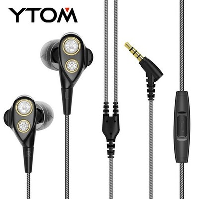 Super Bass Headset Kopfhörer YTOM T9 Doppel Treiber In-Ear-Headset Ohrhörer