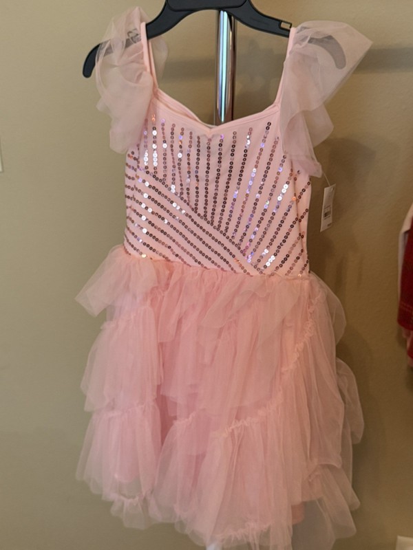 Wicked Glinda Girls Pink Sequin Tulle Dress Size M 8 Paul Tazewell Musical