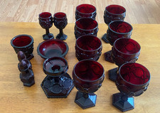 Red Cape Cod Avon - Many shapes and Sizes...8 large goblets, 2 smaller goblets..