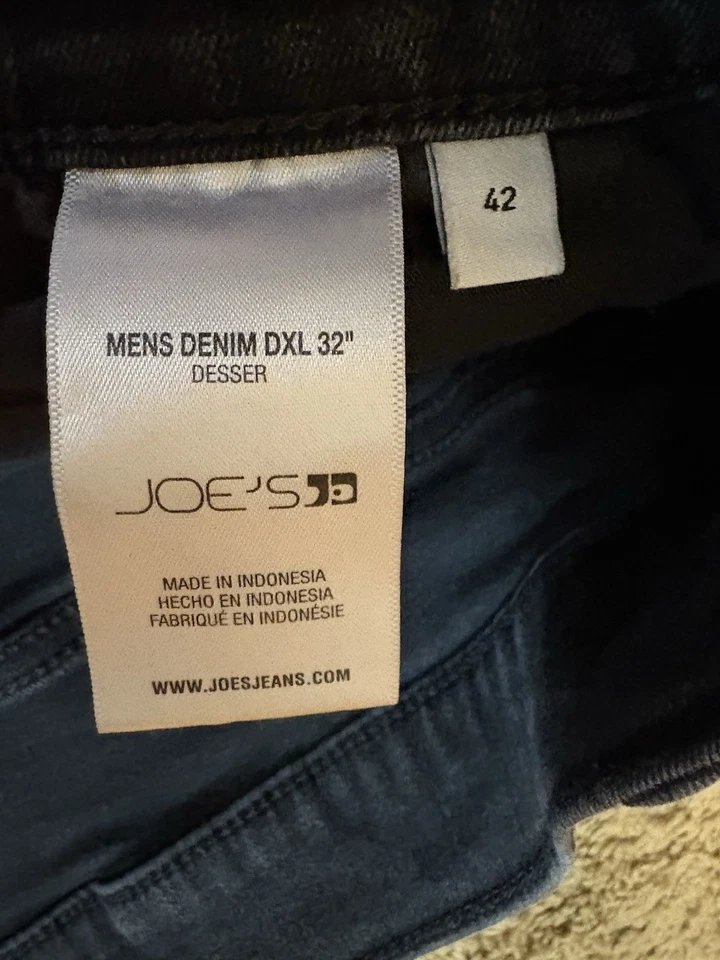 Joe's Jeans Para Hombre 42 Denim DXL Negro Recto Tiro Medio Pierna 5 Bolsillos Preppy Foto 3 de 4