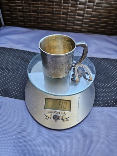Vtg Sterling Weighted Sugar Bowl & Creamer & Solid Sterling Baby Cup Scrap 269G - Picture 3 of 11