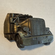 VINTAGE PETERBILT SEMI TRUCK BELT BUCKLE BRASS 1977 18 Wheeler Mack OLD LongNose