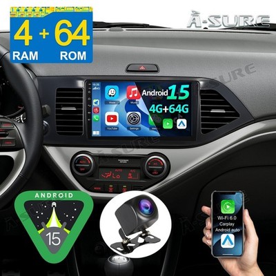 4+64GB Android 15 Autoradio CarPlay GPS Navi Kamera Für KIA PICANTO 2011-2016