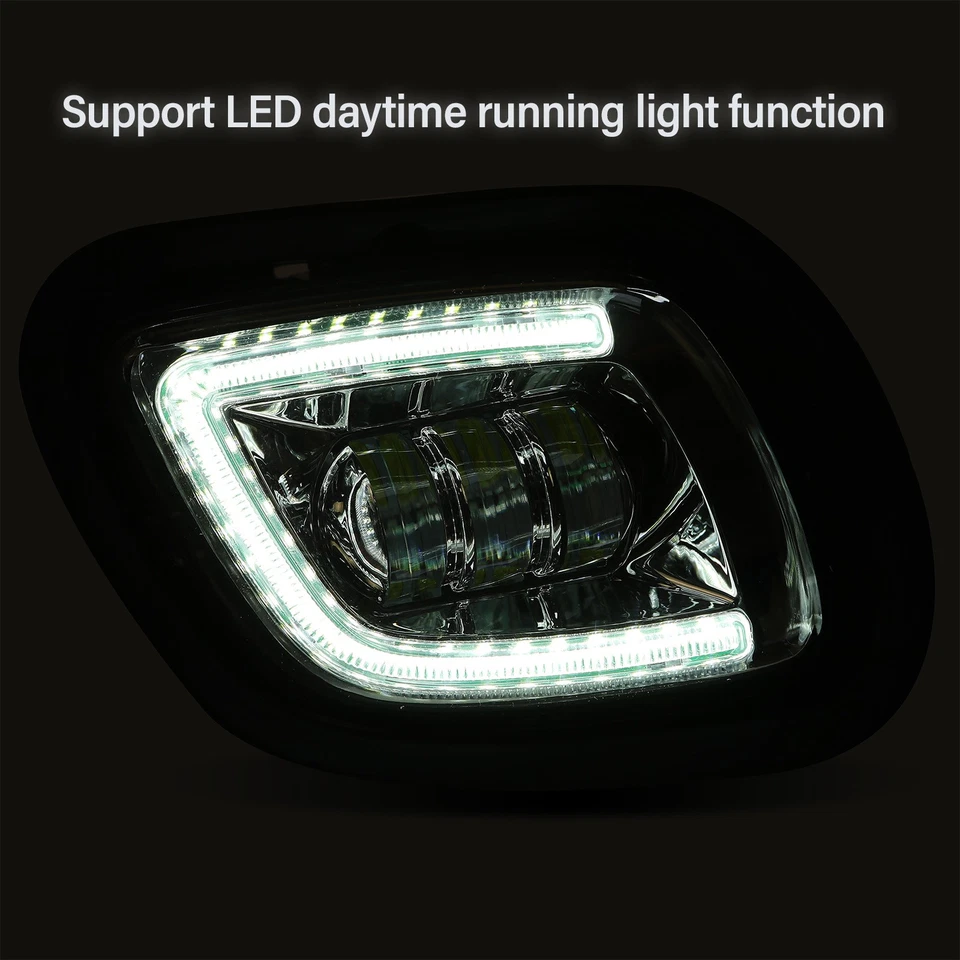 2PCS Projector Fog Lights Chrome w/LED Halo Ring For Freightliner Cascadia 08-17 - Image 4 of 4