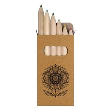 6 x 'Stylised Sunflower Doodle' Short Colour Pencils PE00079260