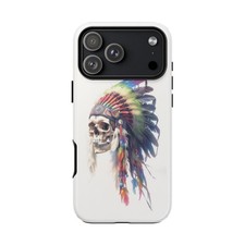 For iPhone / Galaxy / Pixel   Colorful Feathers Skull Headdress Phone Case