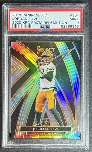 2019 Panini Select Jordan Love XRC Prizm Redemption #304 PSA 9 Packers