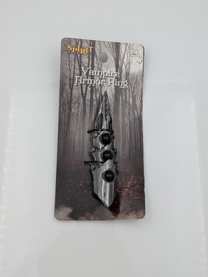 Spirit Halloween Vampire Armor Ring | Articulated Finger Claw | Silver & Black