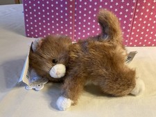 VTG. RUSS BERRIE CARESS SOFT PETS PLUSH LAYING KITTY, 8  NWT PREOWN , KOREA