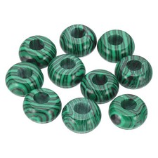 10 Pcs Natural Large Hole Gemstone Beads for DIY Jewelry Craft, Malachite Green